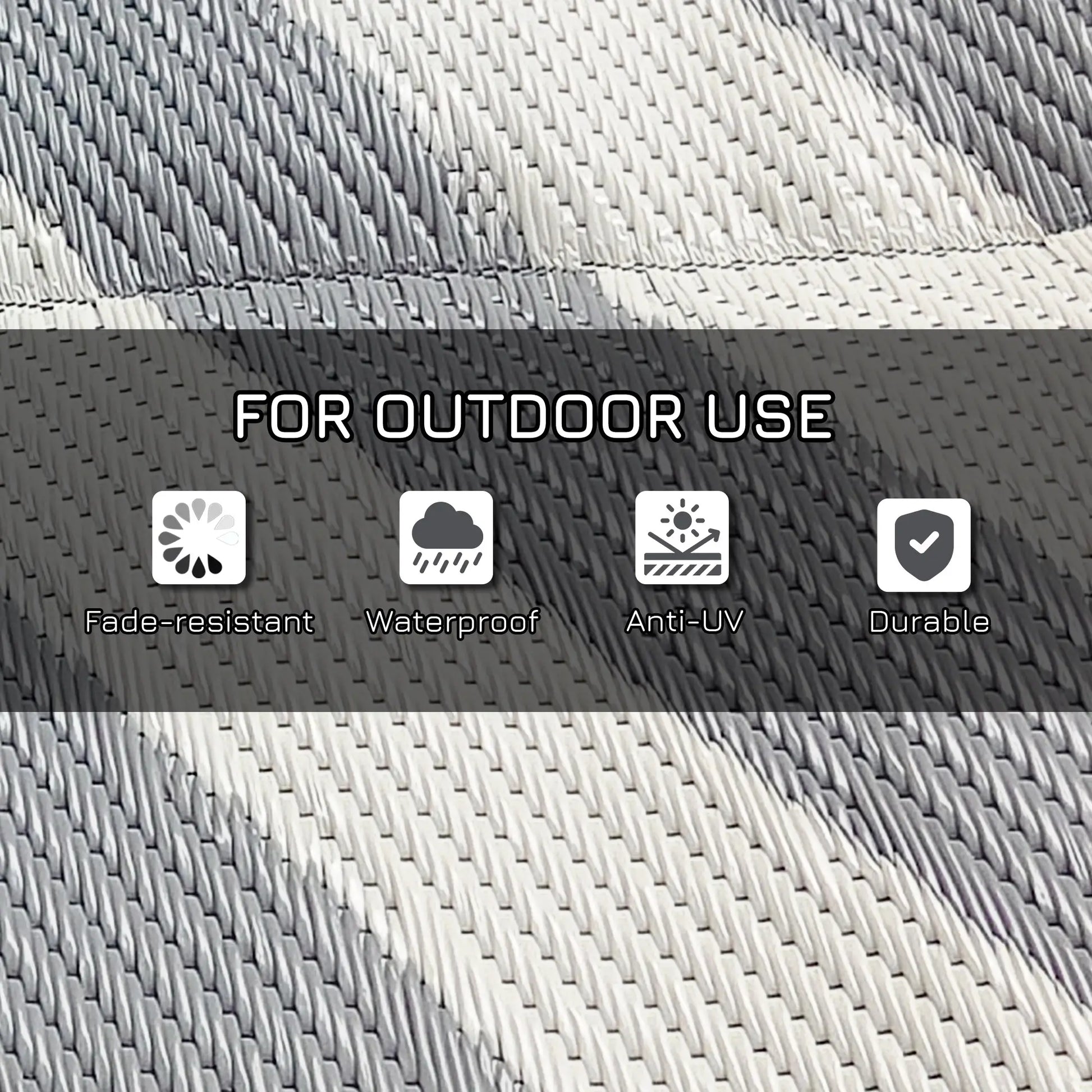 Reversible Outdoor RV Rug, Patio Floor Mat, 6' x 9', Grey and Cream Garden Decor at Gallery Canada