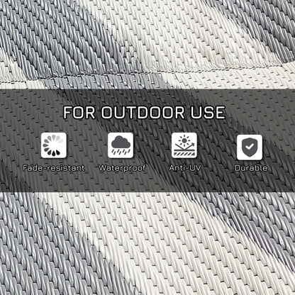 Reversible Outdoor RV Rug, Patio Floor Mat, 6' x 9', Grey and Cream Garden Decor at Gallery Canada