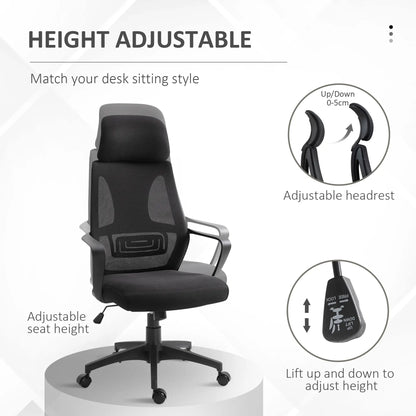 Mesh Office Chair, Adjustable Headrest, Ergonomic Desk Chair, Black Task Chairs at Gallery Canada