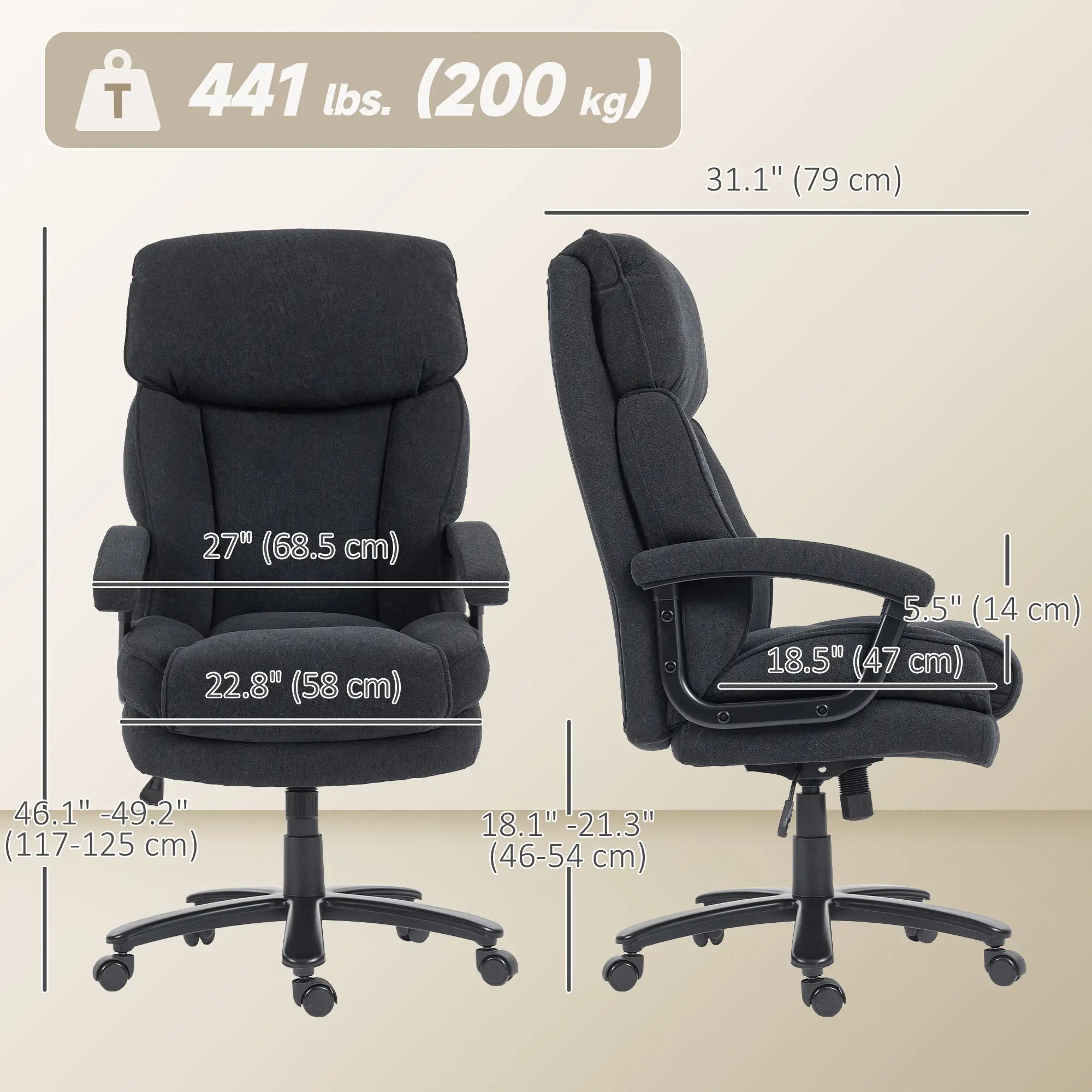 Heavy Duty Executive Office Chair, 450 lbs, Black Executive & Manager Chairs at Gallery Canada