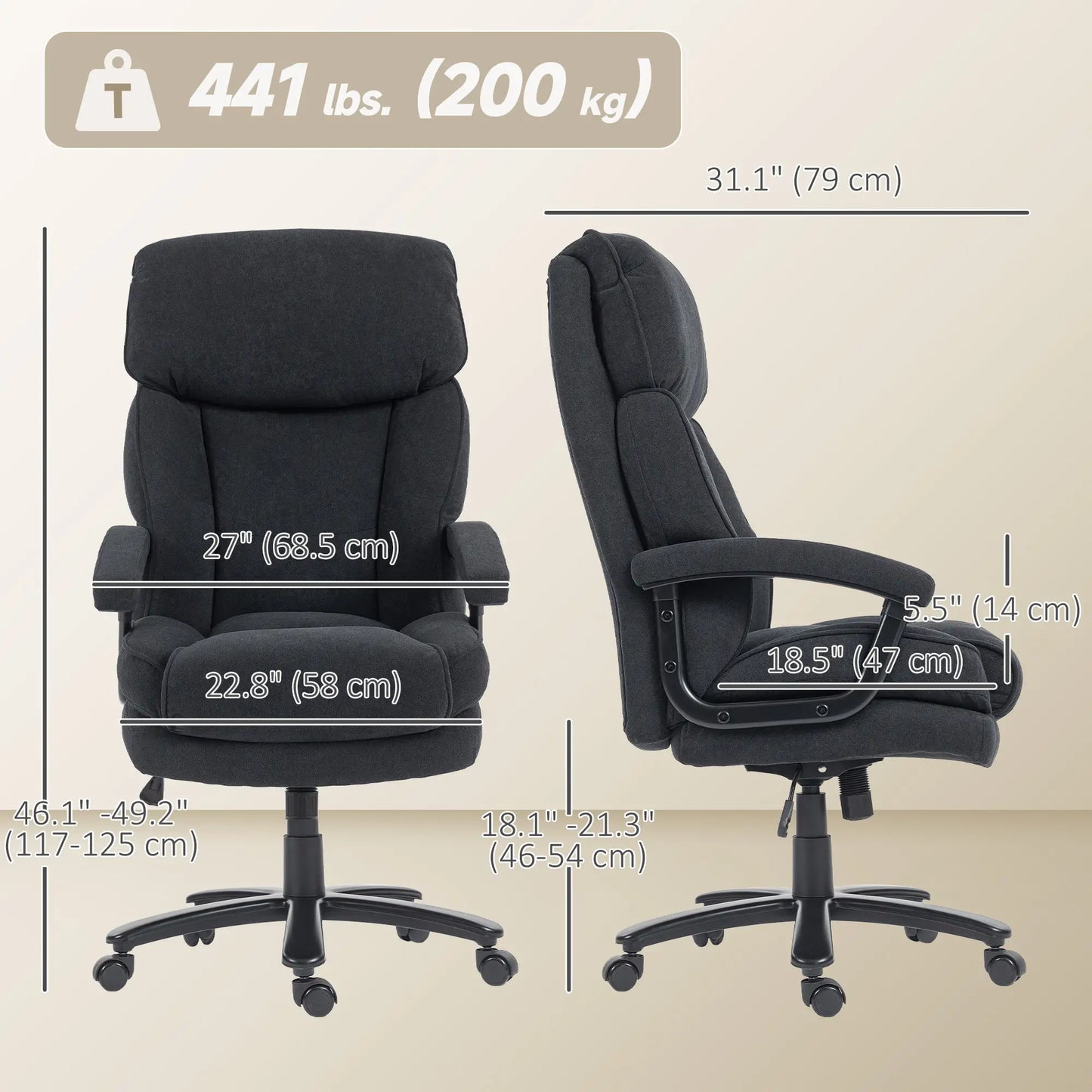 Heavy Duty Executive Office Chair, 450 lbs, Black Executive & Manager Chairs at Gallery Canada