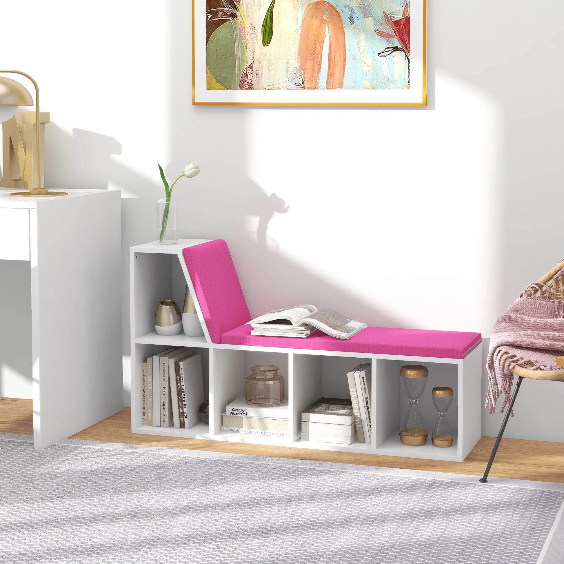 5-Cube Bookshelf with Cushioned Nook, Storage Shelves, Pink Bookshelves & Bookcases at Gallery Canada