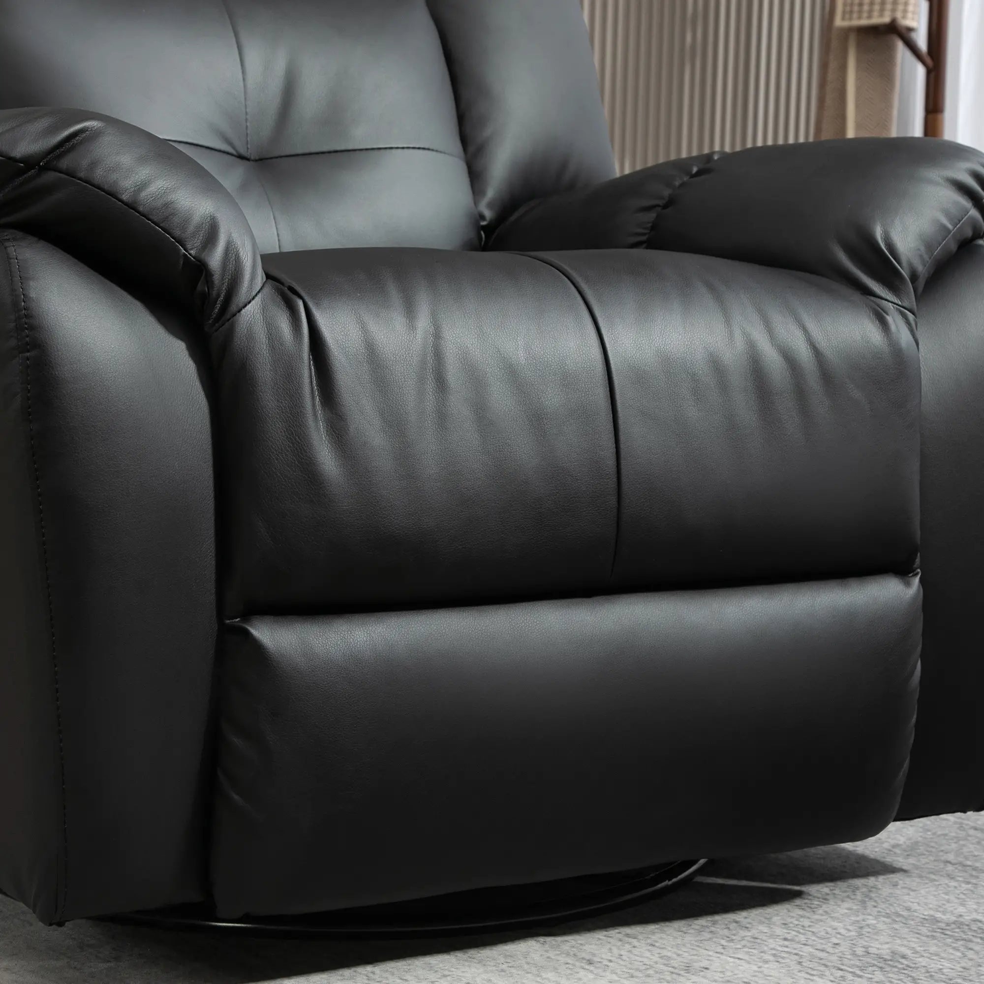 8-Point Vibration Massage Recliner Chair, PU Leather, 360° Swivel, Black Single Sofas at Gallery Canada