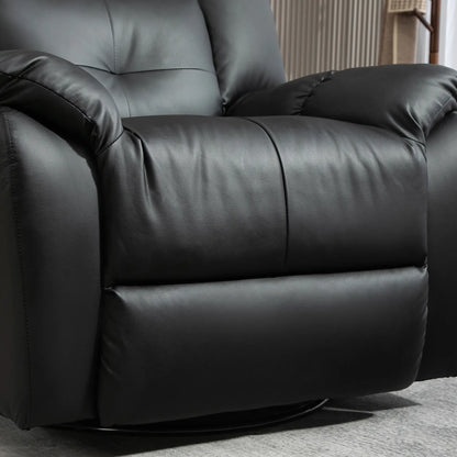 8-Point Vibration Massage Recliner Chair, PU Leather, 360° Swivel, Black Single Sofas at Gallery Canada