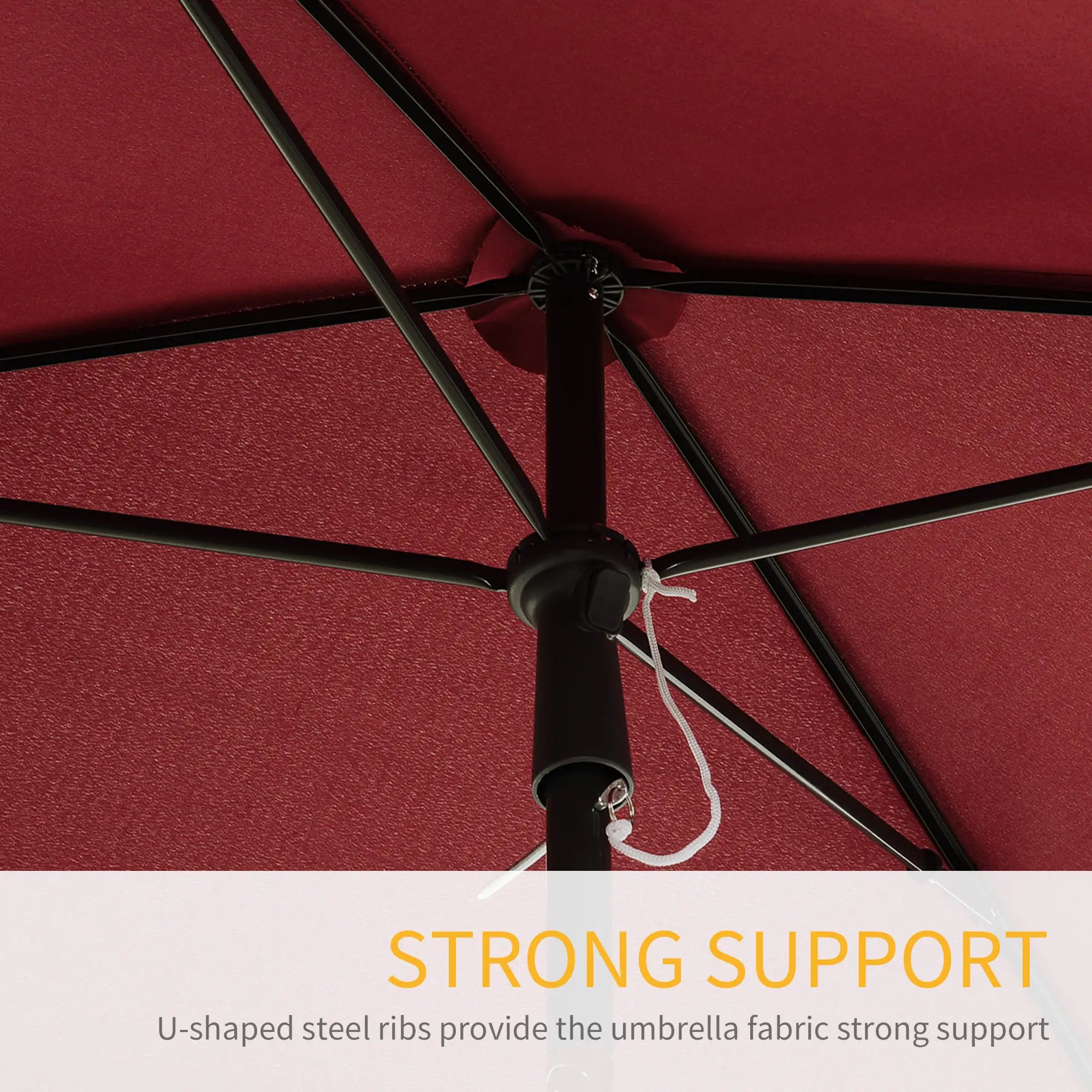 6.5x4ft Rectangle Patio Umbrella, Tilt Adjustable, Wine Red Sun Umbrellas at Gallery Canada
