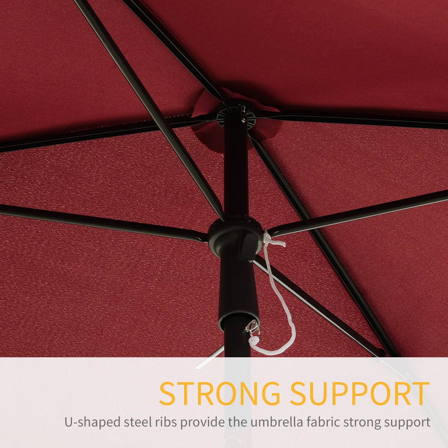 6.5x4ft Rectangle Patio Umbrella, Tilt Adjustable, Wine Red Sun Umbrellas at Gallery Canada