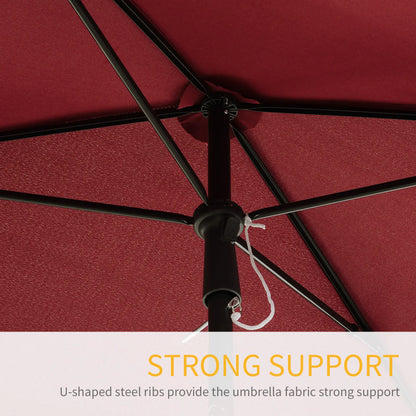 6.5x4ft Rectangle Patio Umbrella, Tilt Adjustable, Wine Red Sun Umbrellas at Gallery Canada