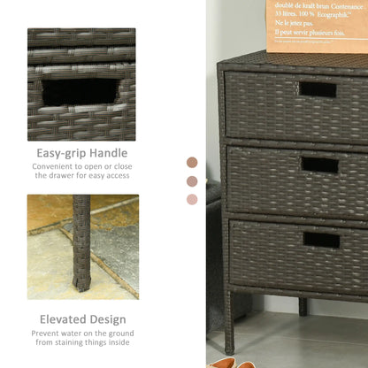 32" Rattan Patio Organizer, 3 Drawers, Outdoor Garden Storage Patio Storage Boxes at Gallery Canada