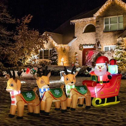 4.5ft Inflatable Santa Claus on Sleigh with 3 Deer, LED Lights Christmas Inflatables at Gallery Canada