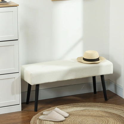 39" Upholstered Ottoman Bench, Corduroy, Cream White Storage Ottomans & Benches at Gallery Canada