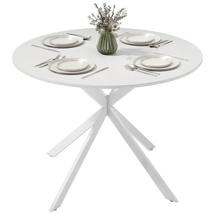 40" Round Kitchen Table For 4, Industrial Dining Table, White Oak, White Dining Tables White Oak, White at Gallery Canada