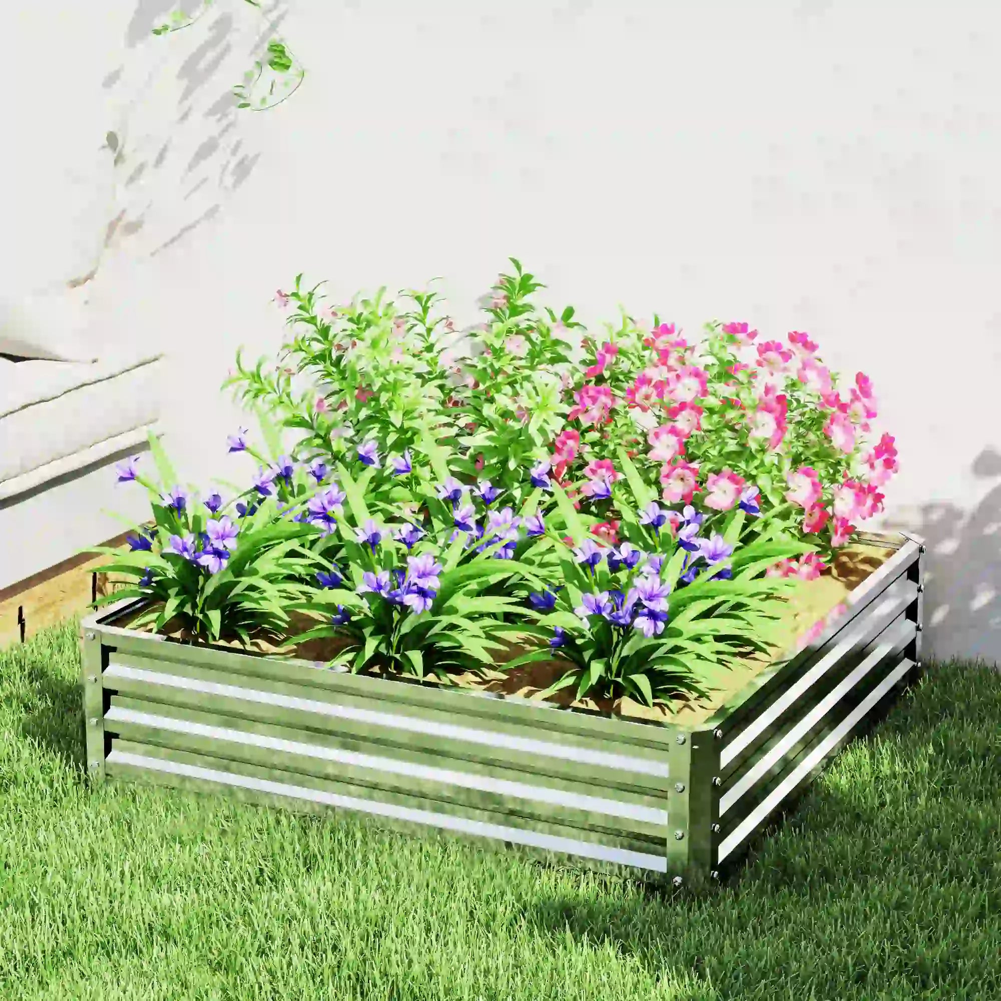 4' x 4' x 1' Galvanized Steel Raised Garden Bed, Vegetables, Flowers, Herbs, Silver Raised Garden Beds at Gallery Canada