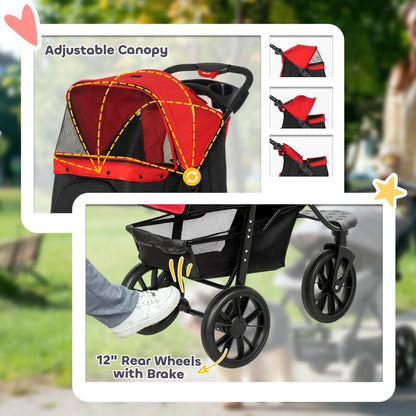 3 Wheel Folding Dog Stroller, Adjustable Canopy, Storage Brake, Mesh Window, S&M Dogs, Red Dog Bike Trailers & Strollers at Gallery Canada