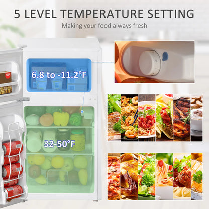 3.2 Cu Ft Compact Refrigerator, Mini Fridge with Freezer, Adjustable Shelves, White Small Kitchen Appliances at Gallery Canada