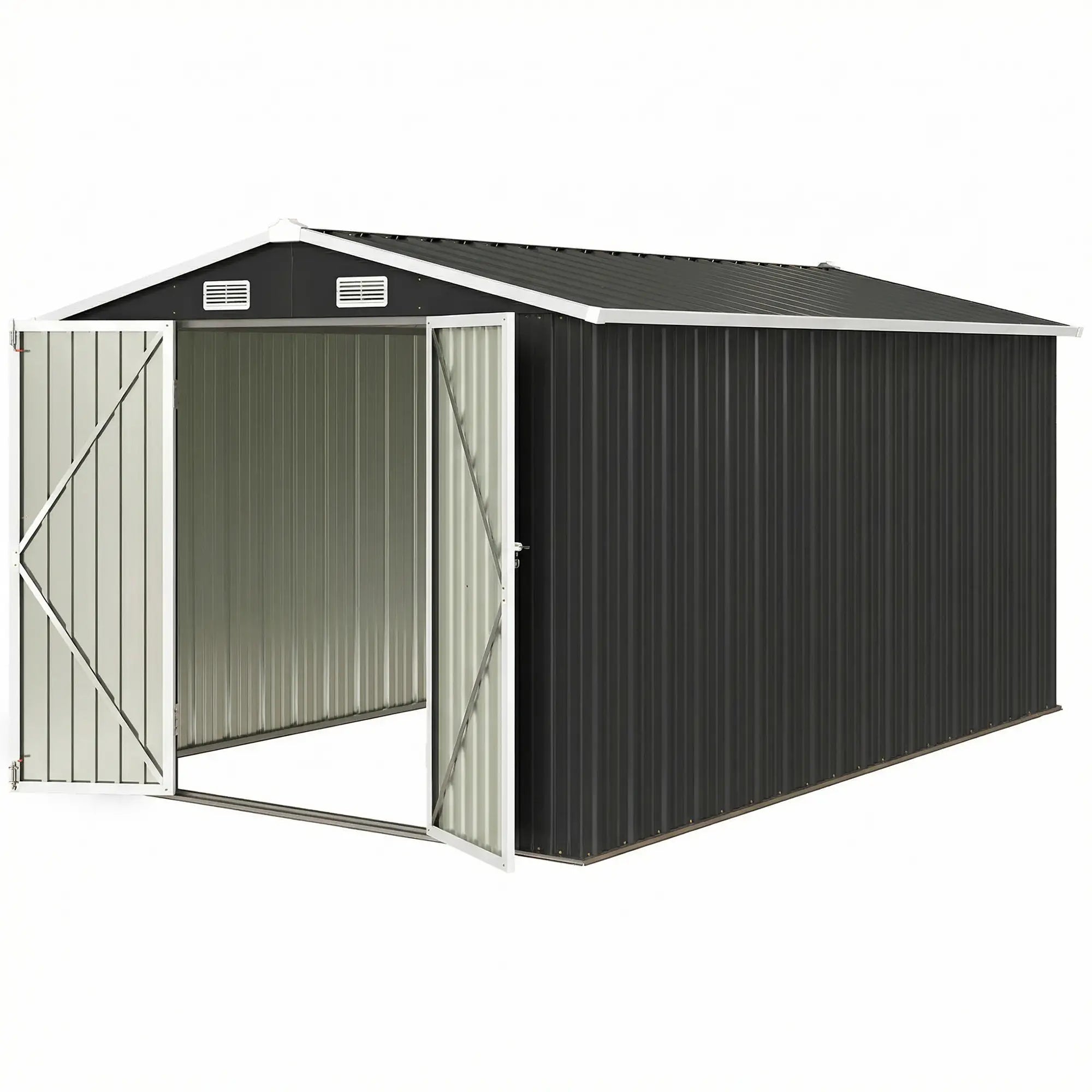 12' x 8' Metal Shed, Heavy Duty Outdoor Storage, Dark Grey Sheds Dark Grey at Gallery Canada