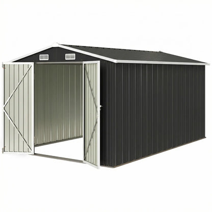 12' x 8' Metal Shed, Heavy Duty Outdoor Storage, Dark Grey Sheds Dark Grey at Gallery Canada