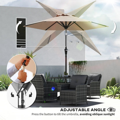 Outdoor Sun Umbrella, 6 Ribs, Khaki Patio Umbrellas at Gallery Canada