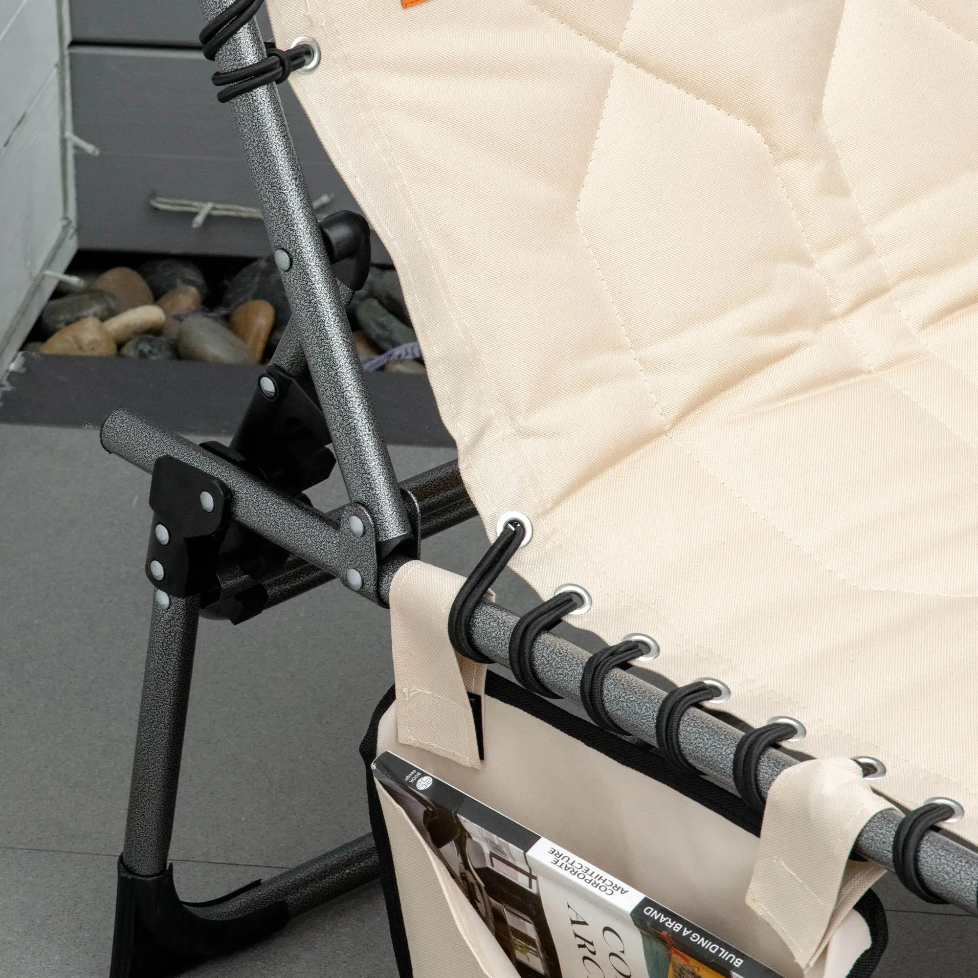 Outdoor Lounge Chair, Folding Chaise, Padded Tanning Chair, 5-Position Adjustable, Beige Lounger Chairs at Gallery Canada