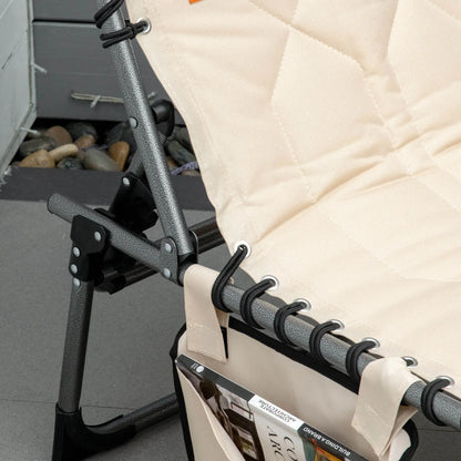 Outdoor Lounge Chair, Folding Chaise, Padded Tanning Chair, 5-Position Adjustable, Beige Lounger Chairs at Gallery Canada