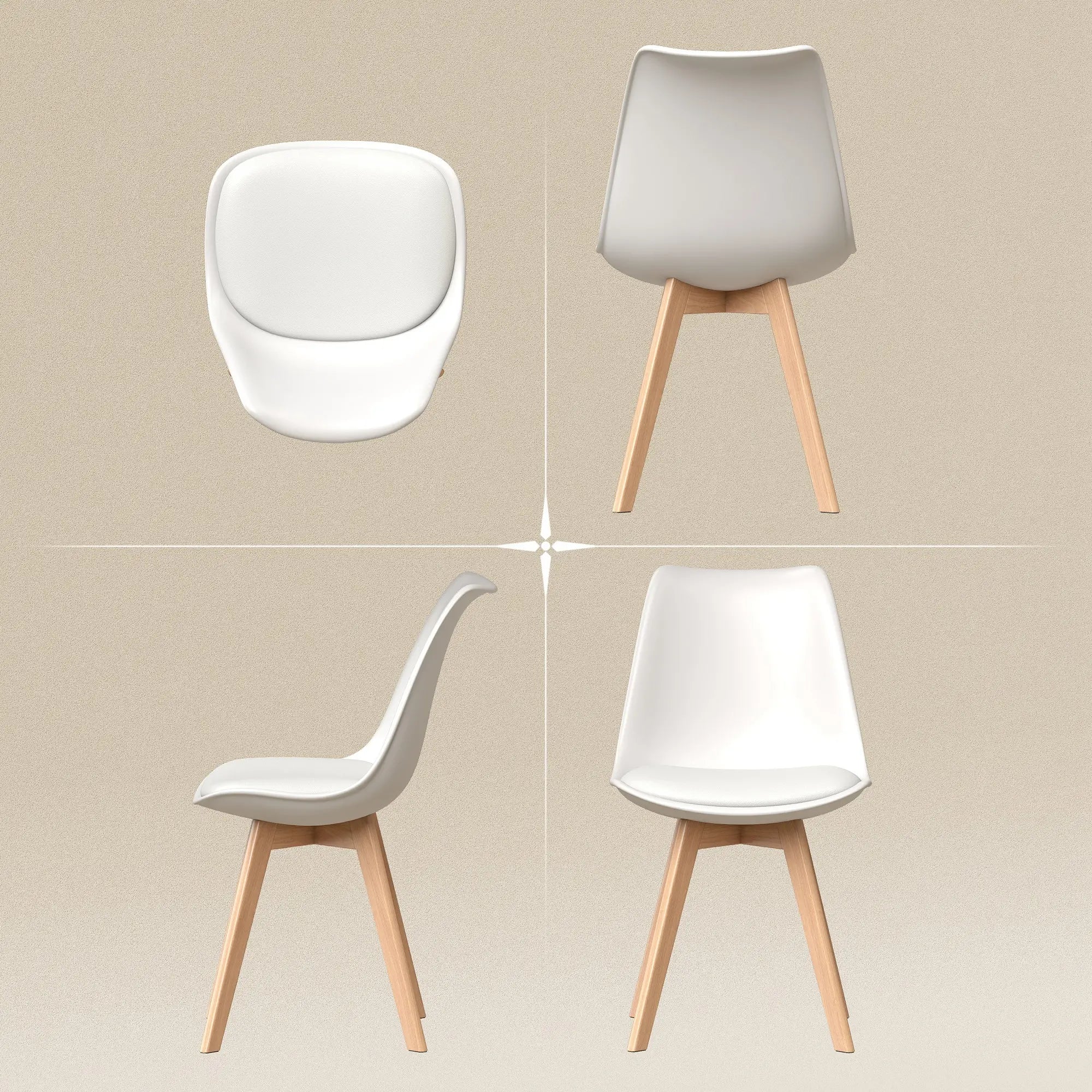 Rubber Wood Dining Table Chairs Set, 6 Chairs, PU Leather Cushion Dining Chairs at Gallery Canada