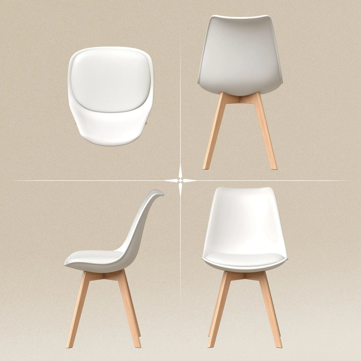 Rubber Wood Dining Table Chairs Set, 6 Chairs, PU Leather Cushion Dining Chairs at Gallery Canada
