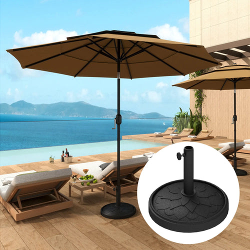Round Patio Umbrella Base, 26 lbs Resin Stand, Black