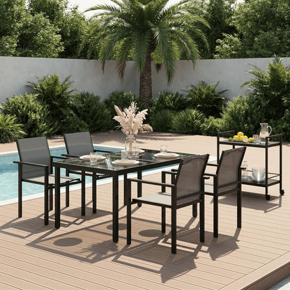 5 Piece Patio Dining Set, 4 Stackable Chairs, Tempered Glass Top Outdoor Dining Sets at Gallery Canada