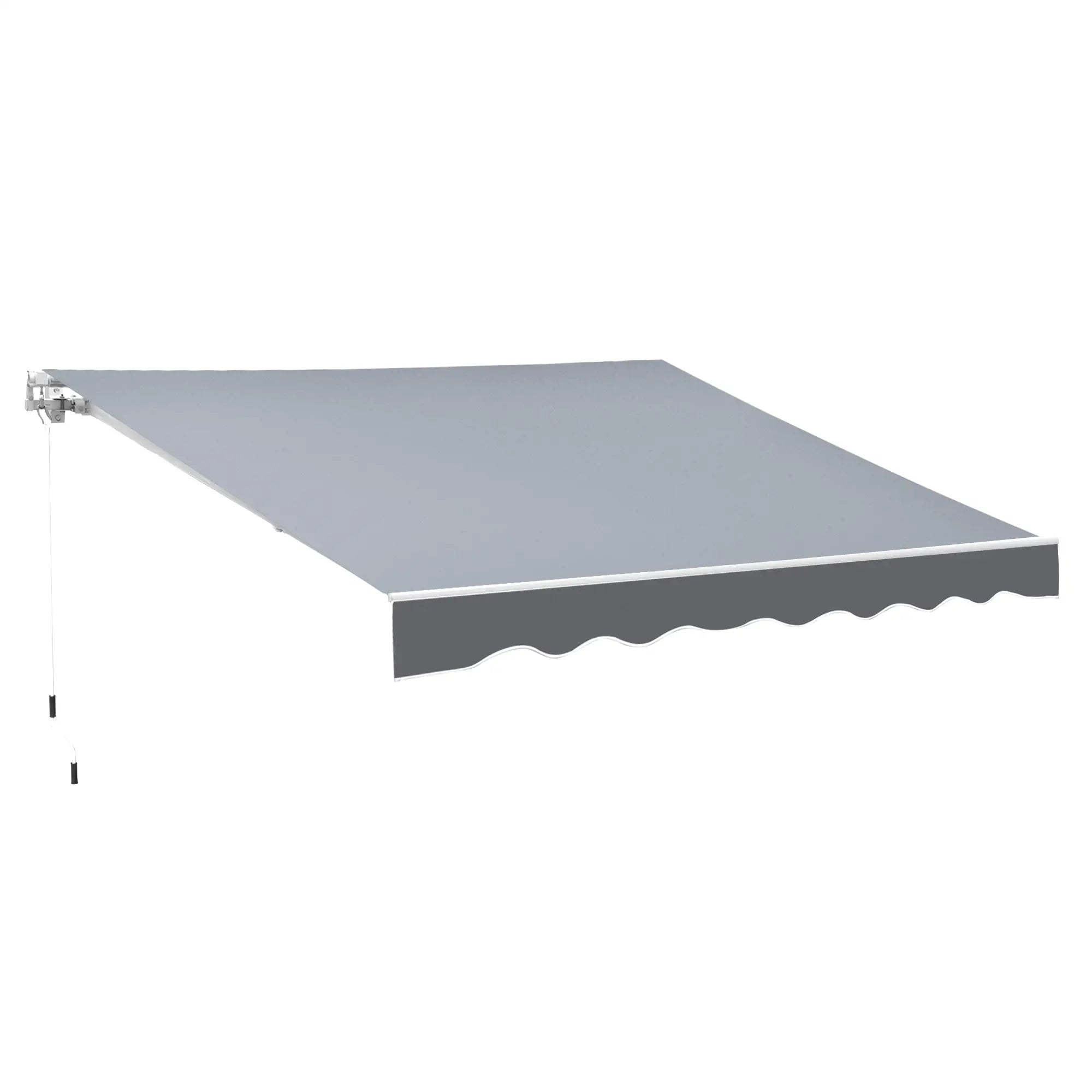 8' x 7' Retractable Awning, UV Water-Resistant Fabric, Aluminum Frame, Grey Deck Awnings Grey Fabric at Gallery Canada