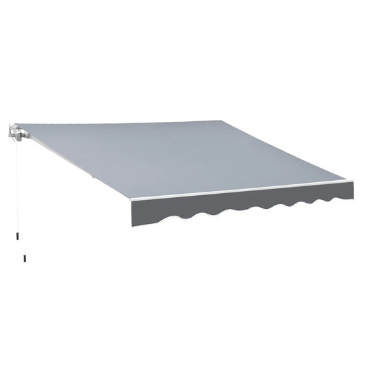 8' x 7' Retractable Awning, UV Water-Resistant Fabric, Aluminum Frame, Grey Deck Awnings Grey Fabric at Gallery Canada