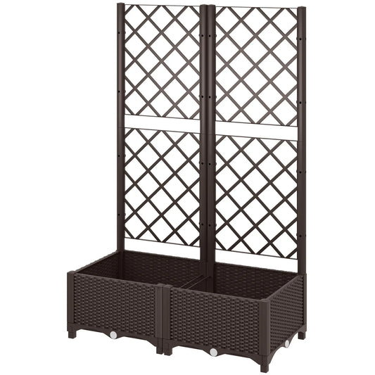 Plastic Raised Garden Bed With Trellis, Drainage Holes And Plugs Raised Garden Beds Brown at Gallery Canada