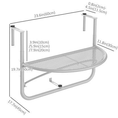 Adjustable Balcony Hanging Table, Metal Wall Desk, Outdoor Flower Stand, Half Round, White Balcony Table Hanging at Gallery Canada