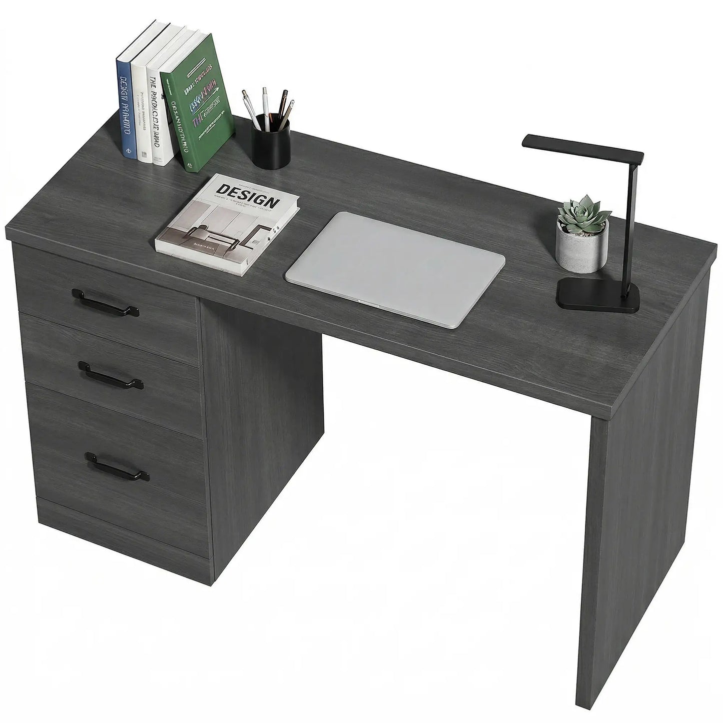 Computer Desk With 3 Drawers, 47" Home Office Desk, Black Computer Desks Black at Gallery Canada