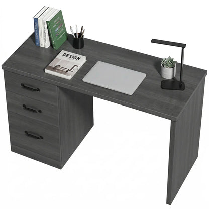 Computer Desk With 3 Drawers, 47" Home Office Desk, Black Computer Desks Black at Gallery Canada