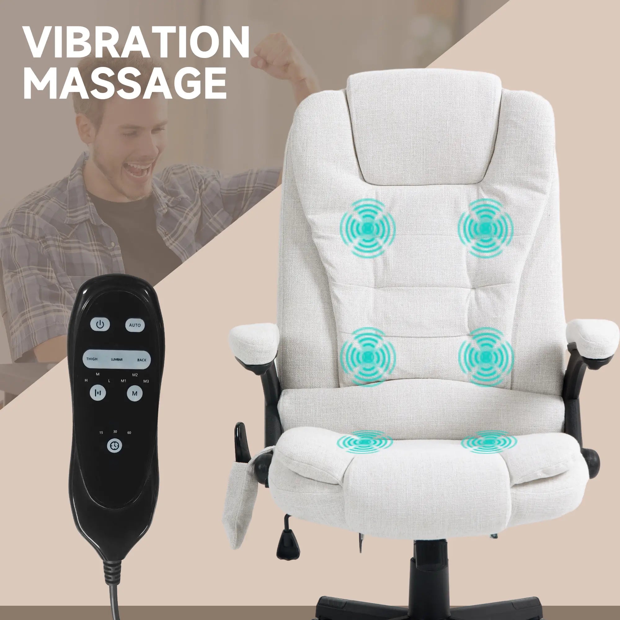 Reclining Massage Office Chair, High Back, Swivel Wheels, White Massage Chairs at Gallery Canada