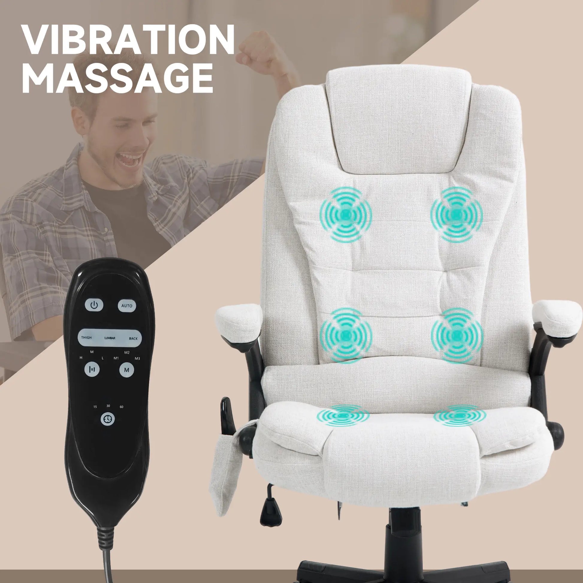 Reclining Massage Office Chair, High Back, Swivel Wheels, White Massage Chairs at Gallery Canada