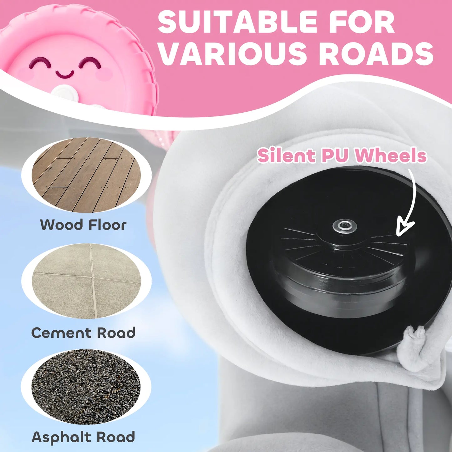 6V Kids Ride On Toy, Horse Elephant, Music, Soft Touch, Silent PU Wheels, For 1.5-5 Years Rocking Horses at Gallery Canada