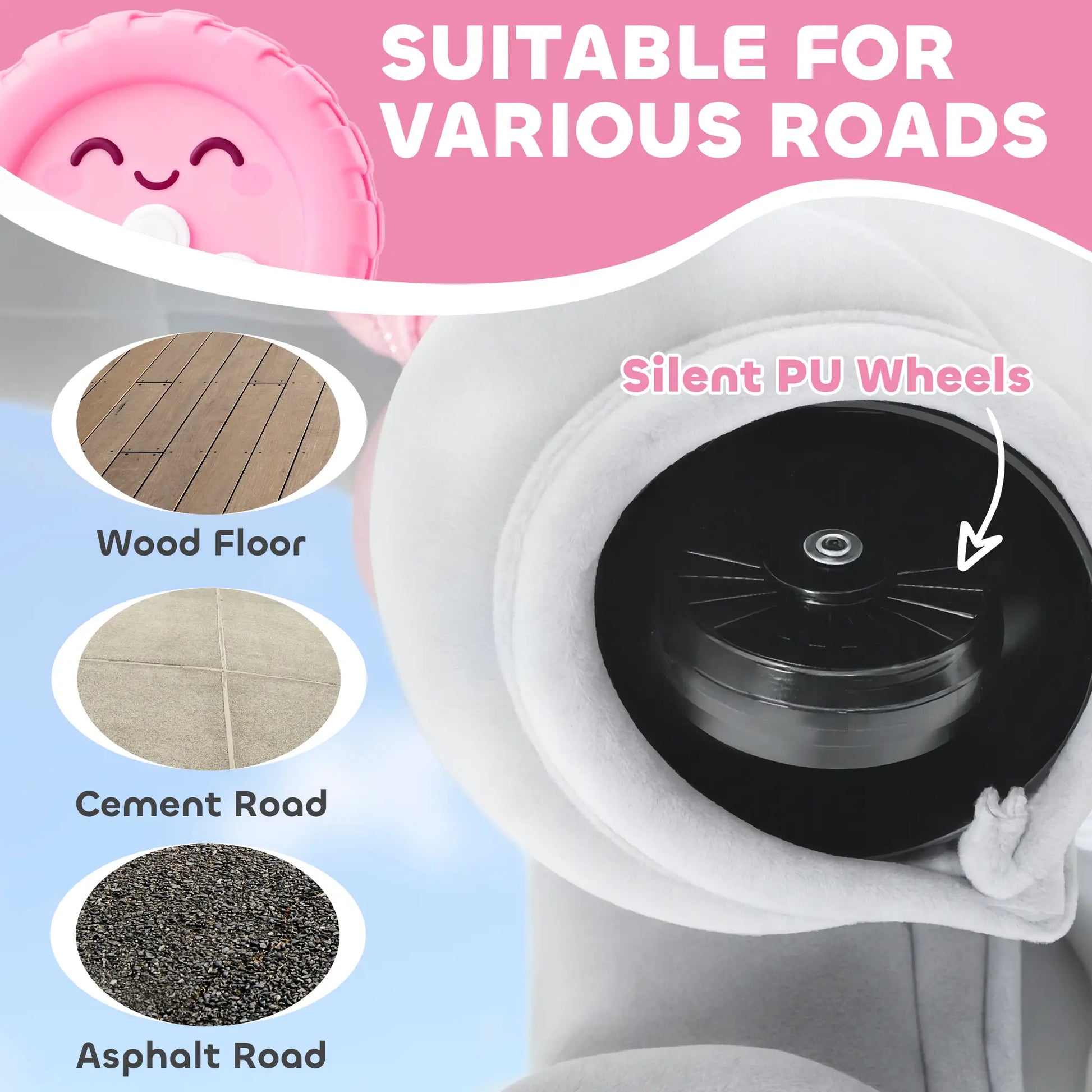 6V Kids Ride On Toy, Horse Elephant, Music, Soft Touch, Silent PU Wheels, For 1.5-5 Years Rocking Horses at Gallery Canada