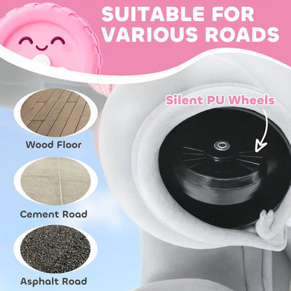 6V Kids Ride On Toy, Horse Elephant, Music, Soft Touch, Silent PU Wheels, For 1.5-5 Years Rocking Horses at Gallery Canada