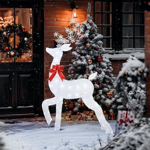 4.3FT Lighted Christmas Reindeer, RGB and Warm White LEDs, IP44 Waterproof, RGB and Warm White