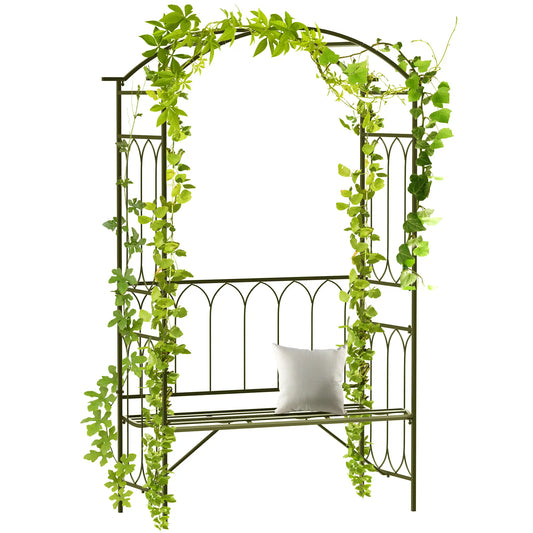 80" Tall Fairy Garden Arbor Arch, Metal Outdoor Bench Trellis, Black Garden Arches Black at Gallery Canada