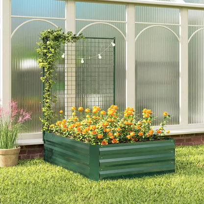Galvanized Raised Garden Bed With Trellis, Outdoor Planter Box, Green Galvanized Planter Boxes at Gallery Canada