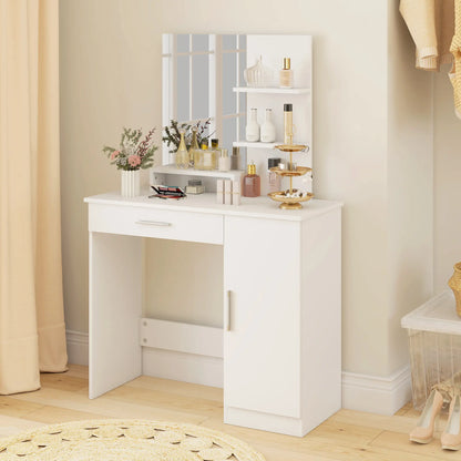 Vanity Desk With Mirror, Drawer, Shelves, Cabinet, Adjustable Shelves Dressing & Vanity Tables at Gallery Canada