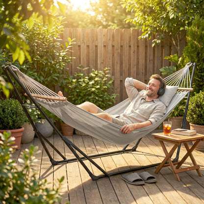 9.5ft Portable Adjustable Foldable Steel Hammock Stand, Black Hammock Stands at Gallery Canada