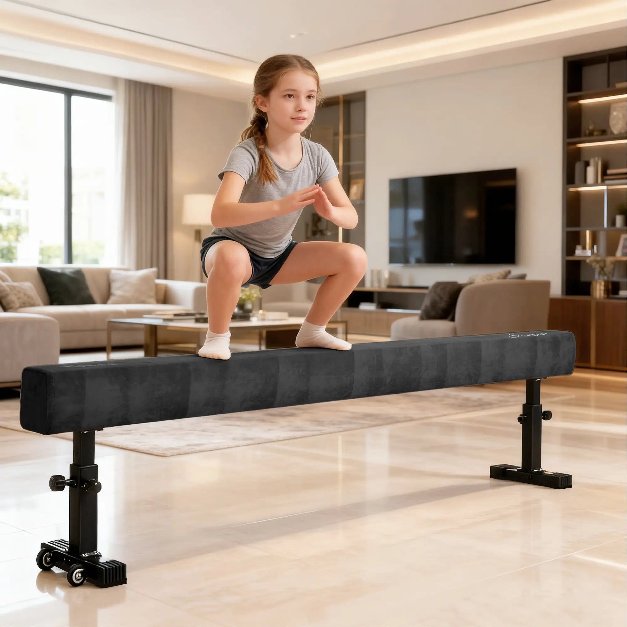 7.5ft Adjustable Balance Beam, Gymnastics Equipment with Wheels Gymnastics Mats at Gallery Canada