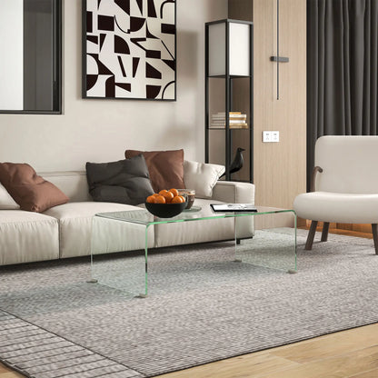 Clear Glass Coffee Table, Modern Rectangle Living Room Center Table, Safe Rounded Edges Coffee Tables at Gallery Canada
