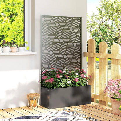 Metal Planter Box With Trellis, 44.5" Tall, Raised Garden Bed Galvanized Planter Boxes at Gallery Canada