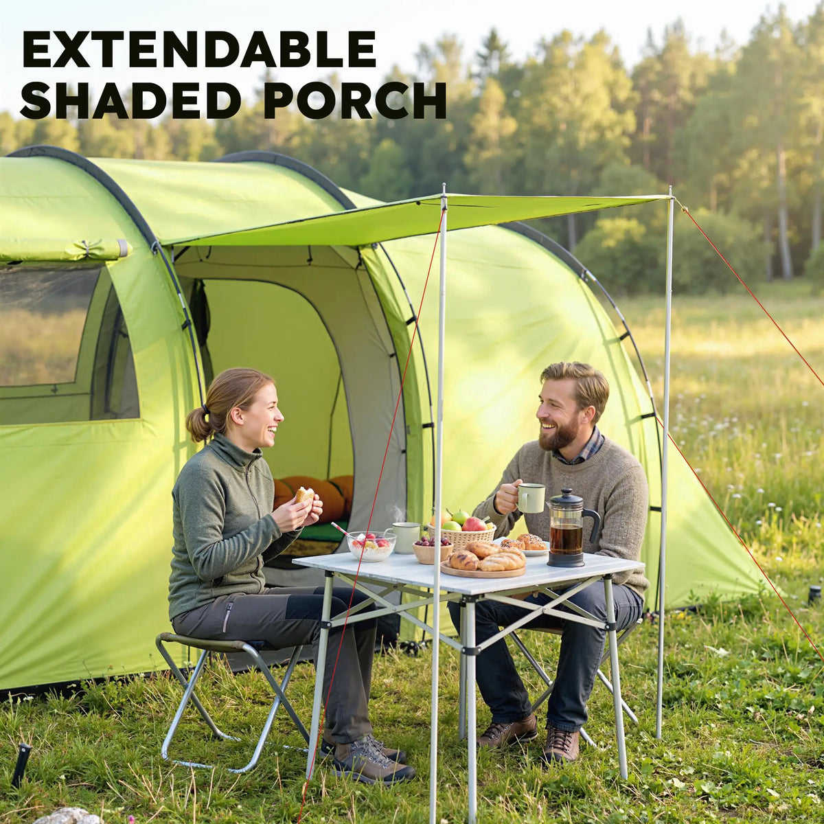 6 Person Camping Tent With Porch, 2 Bedroom Living Room, Light Green Camping Tents at Gallery Canada