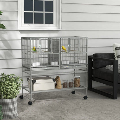 Large Double Rolling Metal Bird Cage, Removable Tray Storage Shelf Bird Cages at Gallery Canada