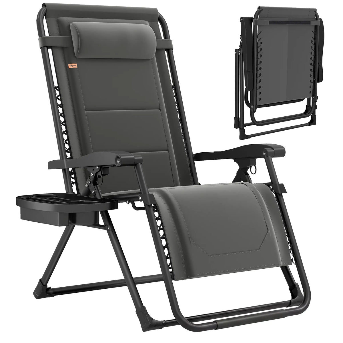 Zero Gravity Chair, Reclining Outdoor Lounger, 400 LBS Capacity, Dark Grey Lounger Chairs at Gallery Canada