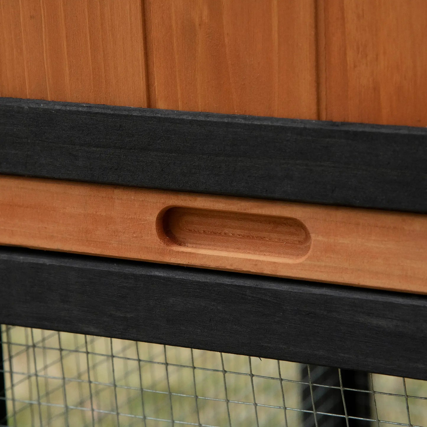 Wooden Rabbit Hutch, 69", with Run Box, Slide-out Tray, Ramp, Black Rabbit Hutch at Gallery Canada